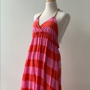 Stripes Jersey Knit Summer Sundress Open Back